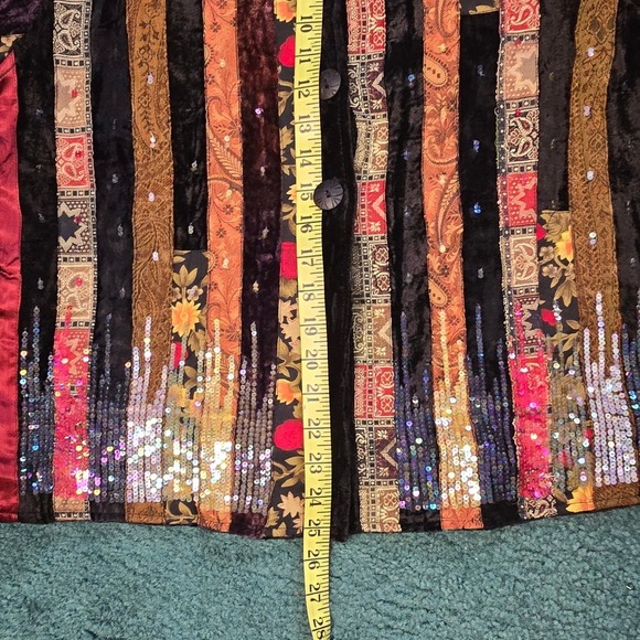 COLDWATER CREEK Womens Petite XL Velvet Sequin Tapestry Jacket Boho Fall Artsy - Picture 5 of 8